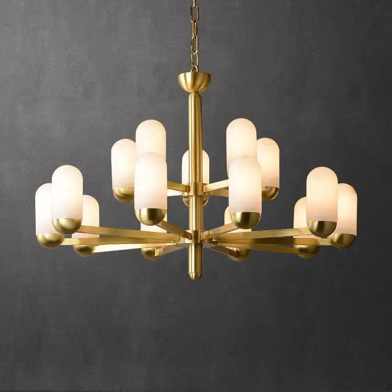 Alabaster Brass Chandelier Living Dining Lighting