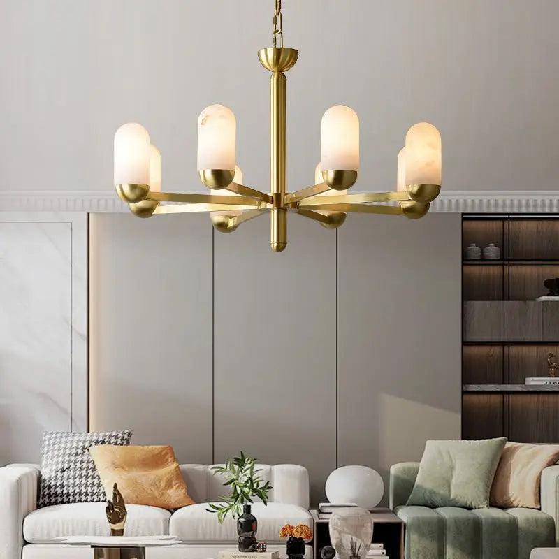 Alabaster Brass Chandelier Living Dining Lighting