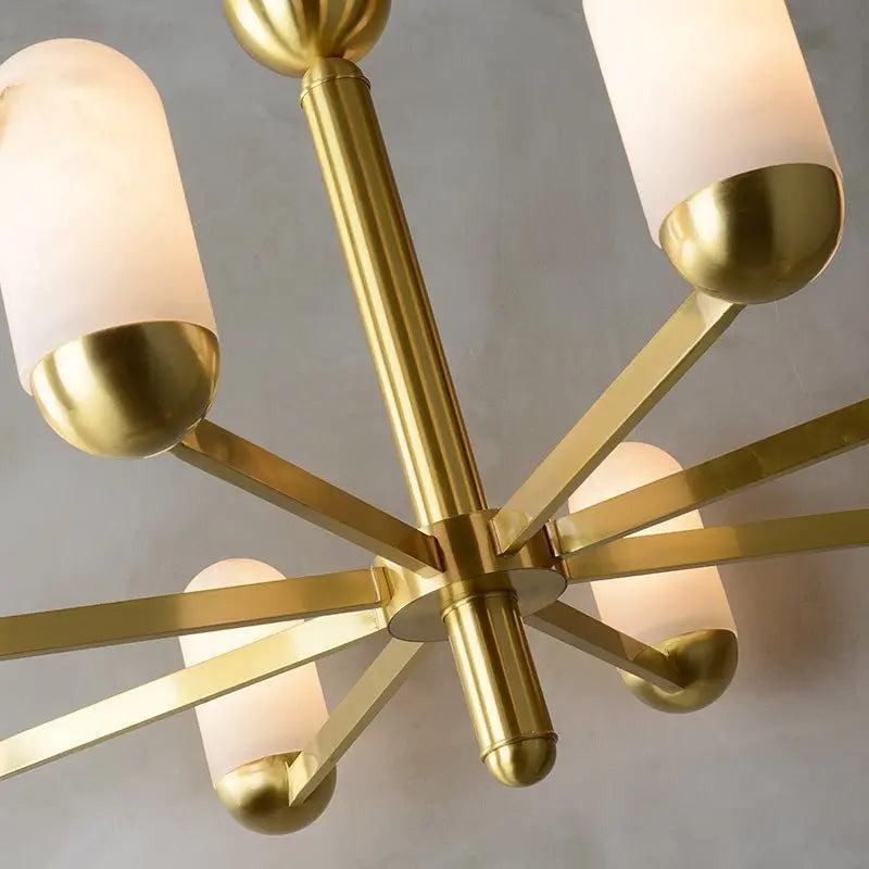 Alabaster Brass Chandelier Living Dining Lighting