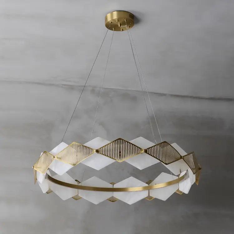Alabaster Diamond Shaped Modern Chandelier