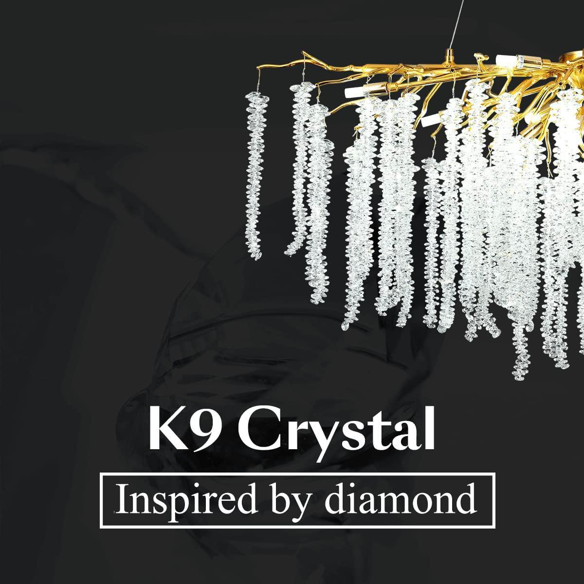 Luster Gaze Verdant Opulence Rectangle Branch Chandelier Gold - Background Shot