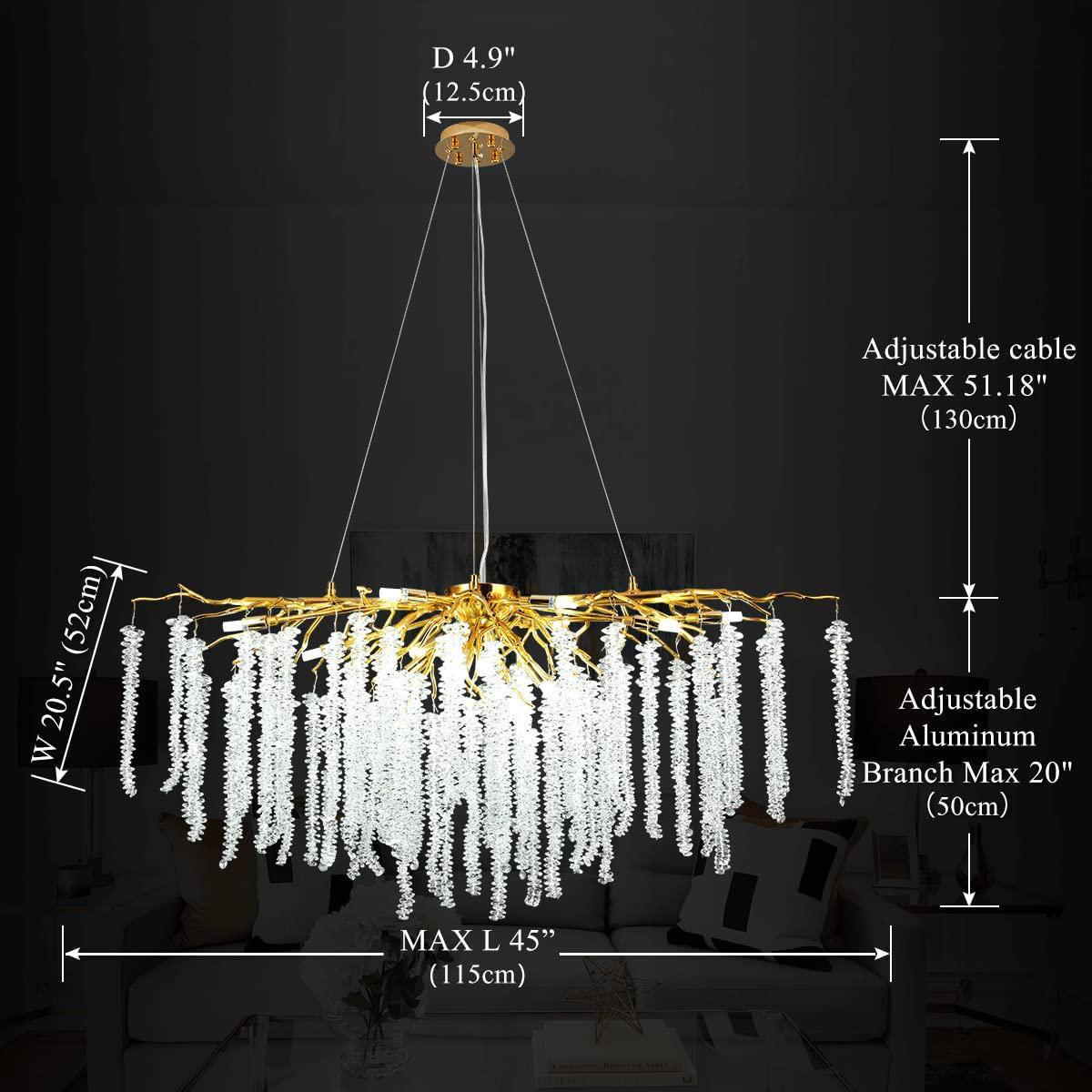 Luster Gaze Verdant Opulence Rectangle Branch Chandelier Gold - Background Shot