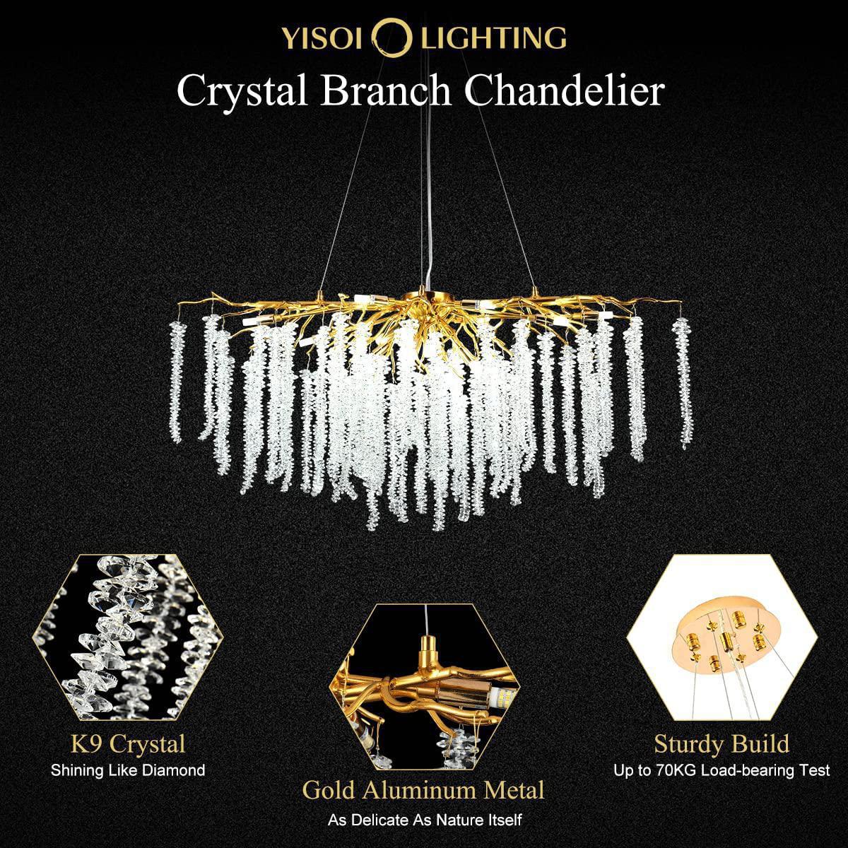 Luster Gaze Verdant Opulence Rectangle Branch Chandelier Gold - Background Shot