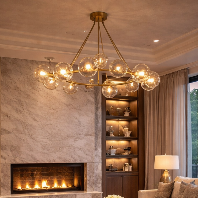 Bubble Round Chandelier Clear Glass