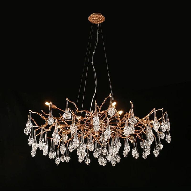 Luster Gaze Verdant Bloom Brass Branch Chandelier - American master bedroom with coffered ceiling