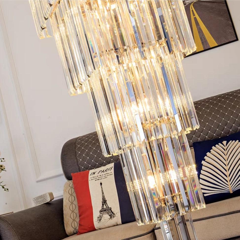 Luster Gaze Grand Lumina Vertical Crystal Foyer Chandelier - Background Shot