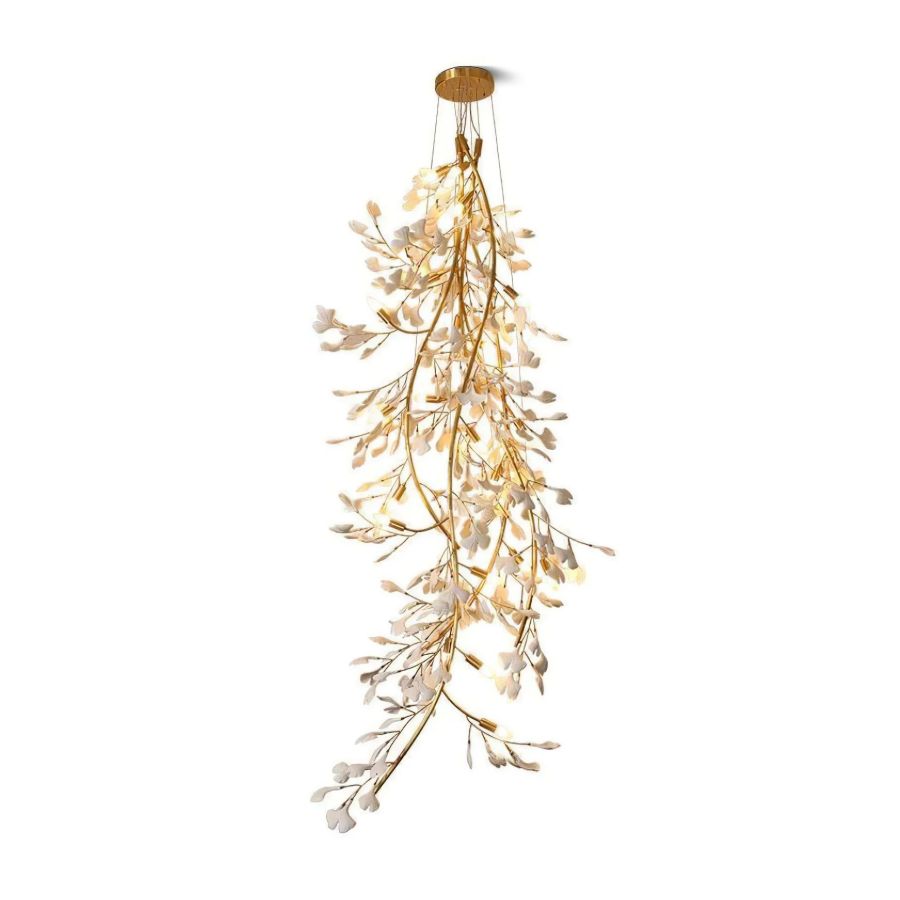 Luster Gaze Ginkgo Canopy Porcelain Chandelier - elegant American entryway with arched doorway