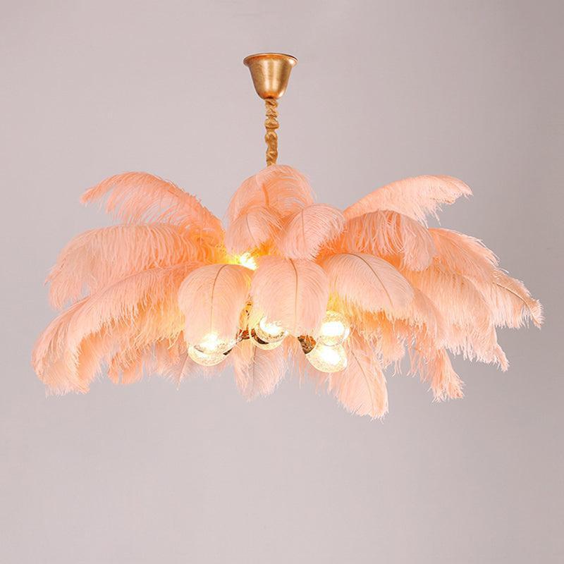 Luster Gaze Veridian Plume Brass Feather Chandelier - Background Shot