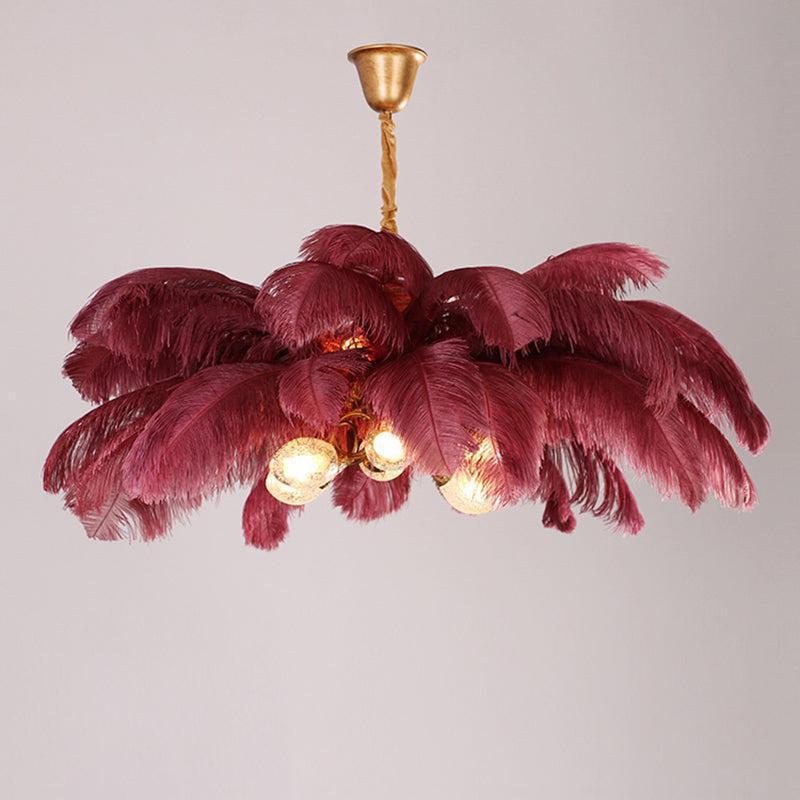 Luster Gaze Veridian Plume Brass Feather Chandelier - Background Shot
