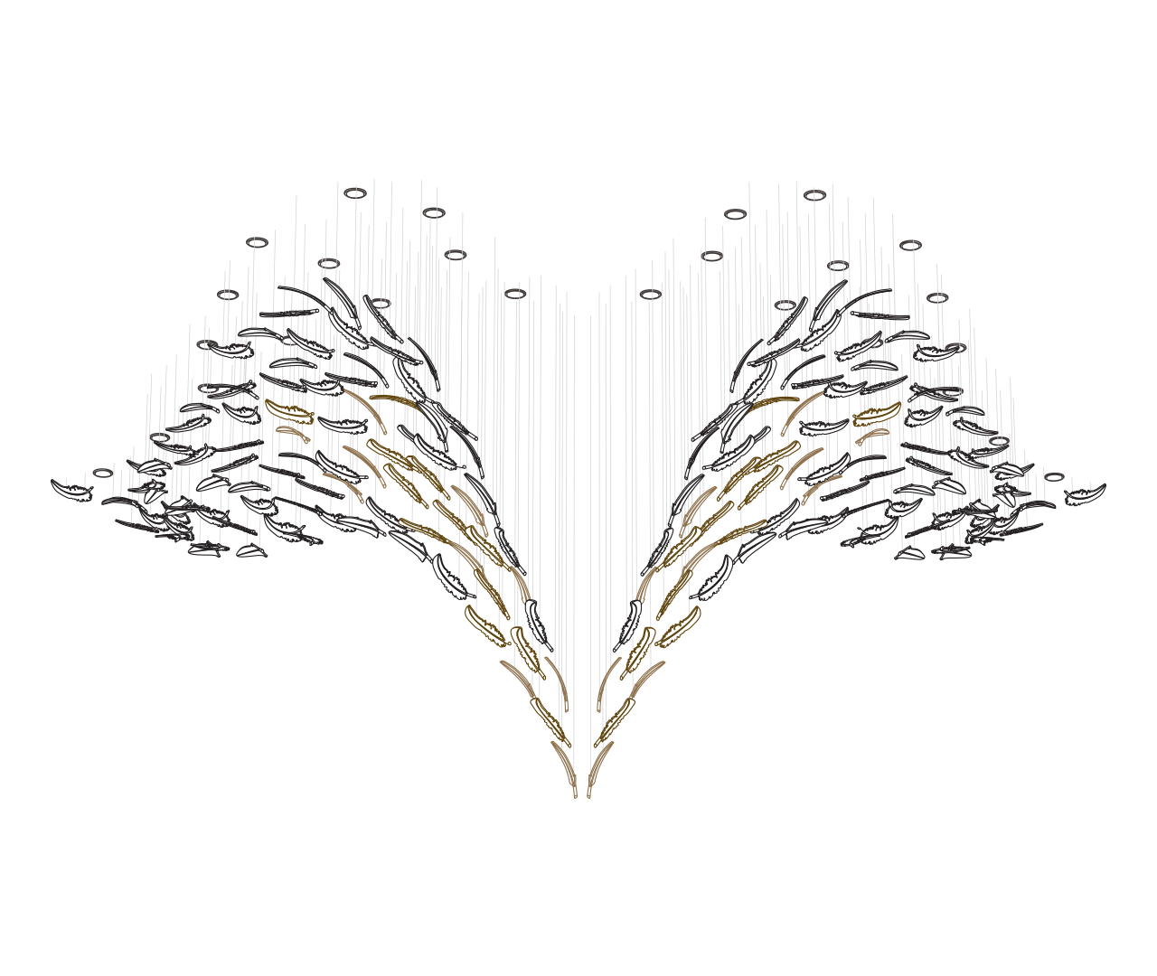 Branch Feather Handblown Glass Chandelier