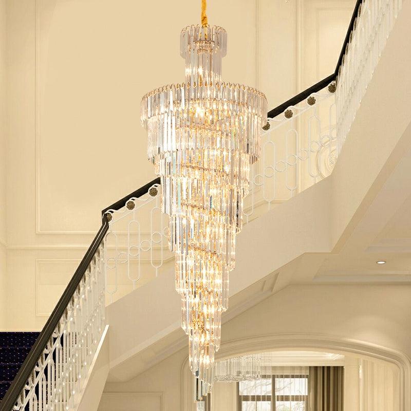 ValleyLamps D39.4"*H236.2"/ 58 Lights Fabulous Extra Length modern Spiral Chandelier Long Crystal Ceiling Lighting For 2story house