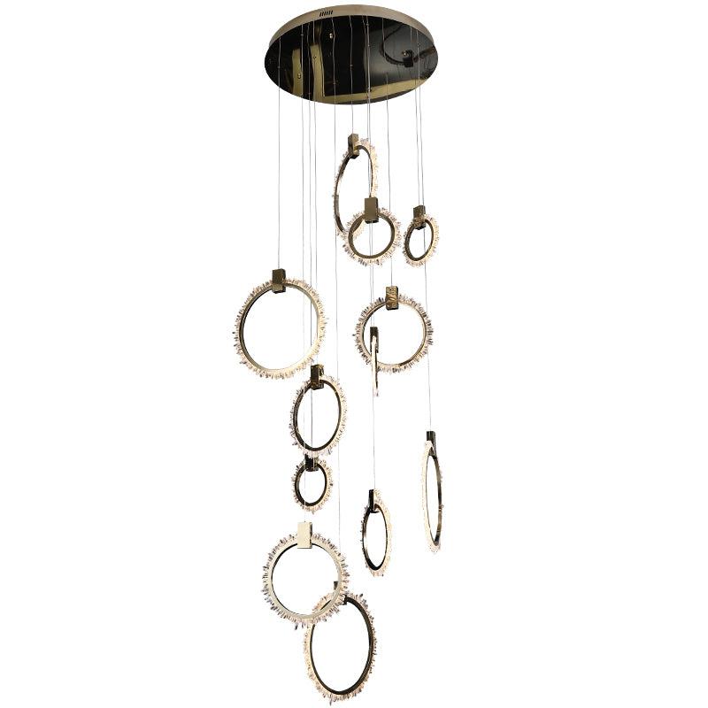 Besy Crystal Champagne Gold Staircase Chandelier