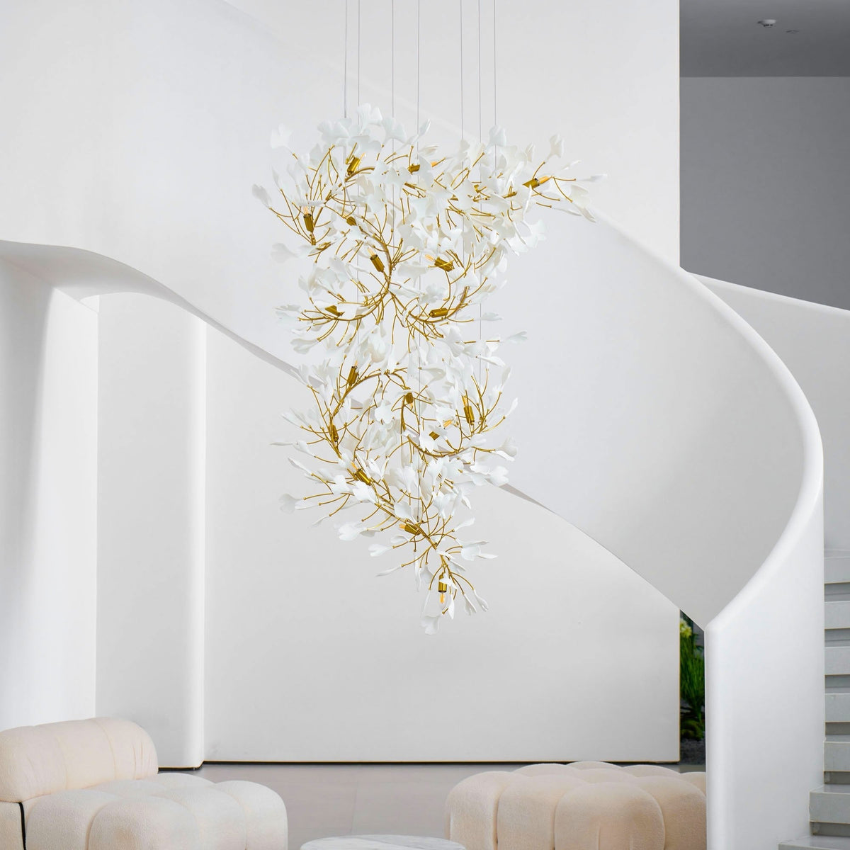 Gingko Ceramic Branch Chandelier F