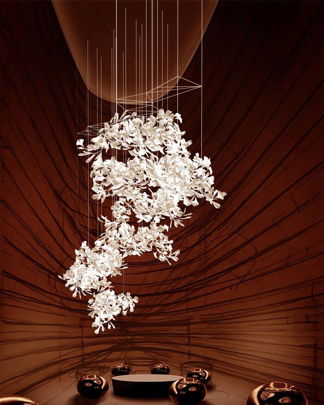 Gingko Ceramic Branch Chandelier F