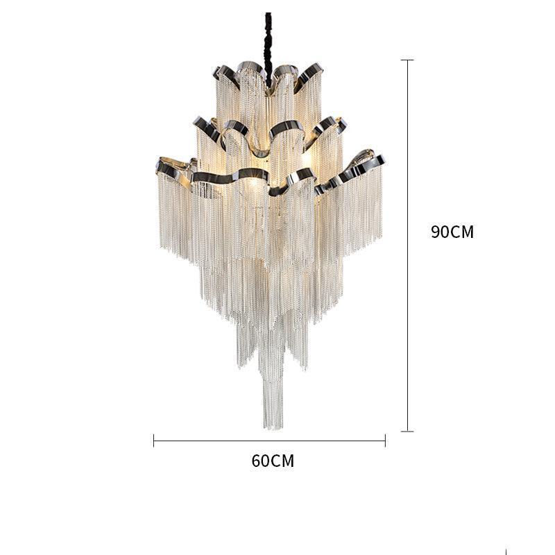 Luster Gaze Radiant Cascade Aluminum Chain Tassel Chandelier - Background Shot