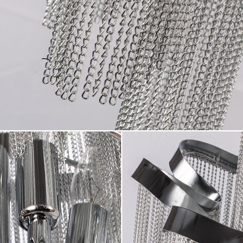 Luster Gaze Radiant Cascade Aluminum Chain Tassel Chandelier - Background Shot
