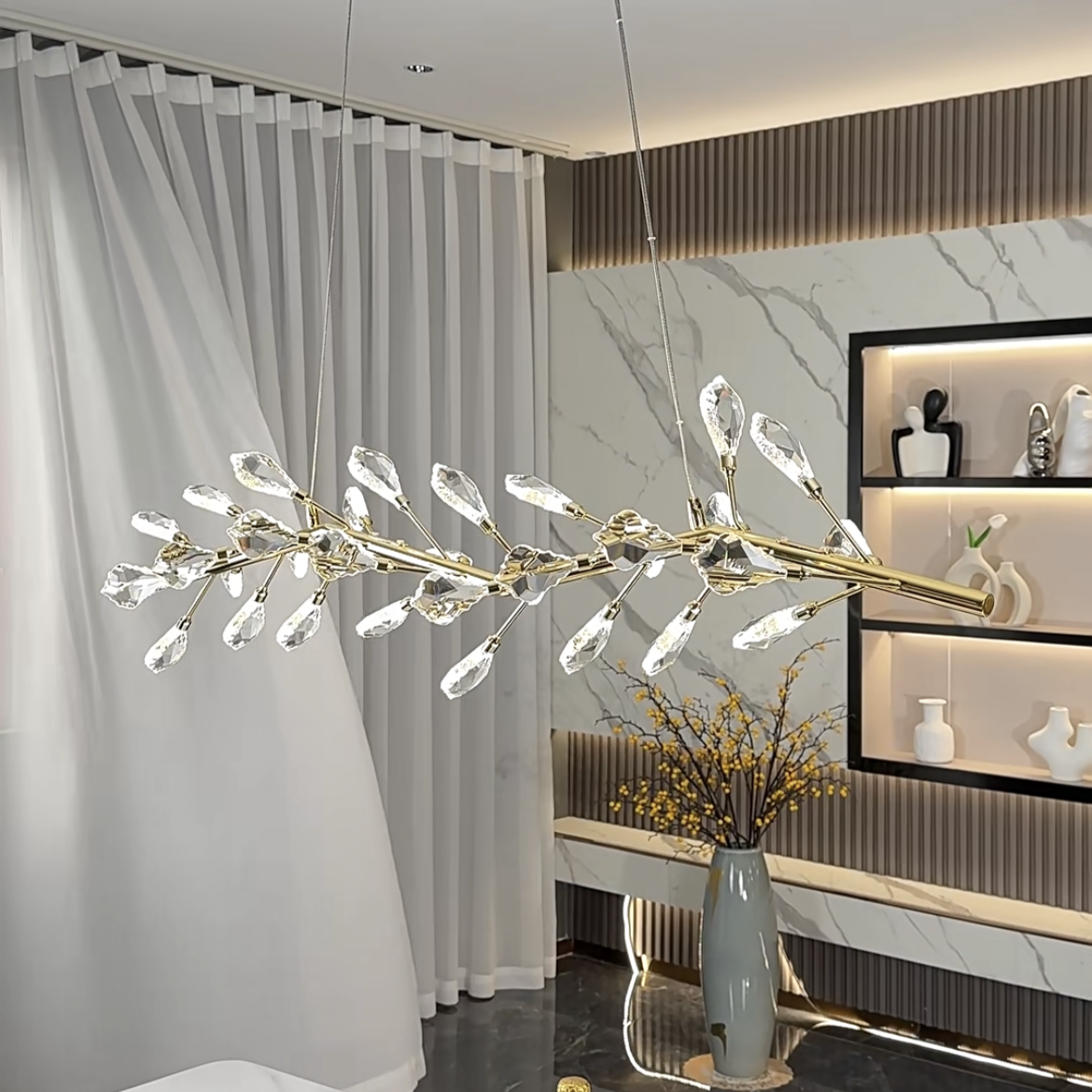 Luster Gaze Verdant Branch Linear Chandelier - American great room dining area