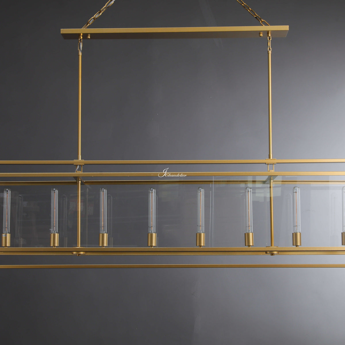 Baker Glass Lantern Rectangular Chandelier 72"