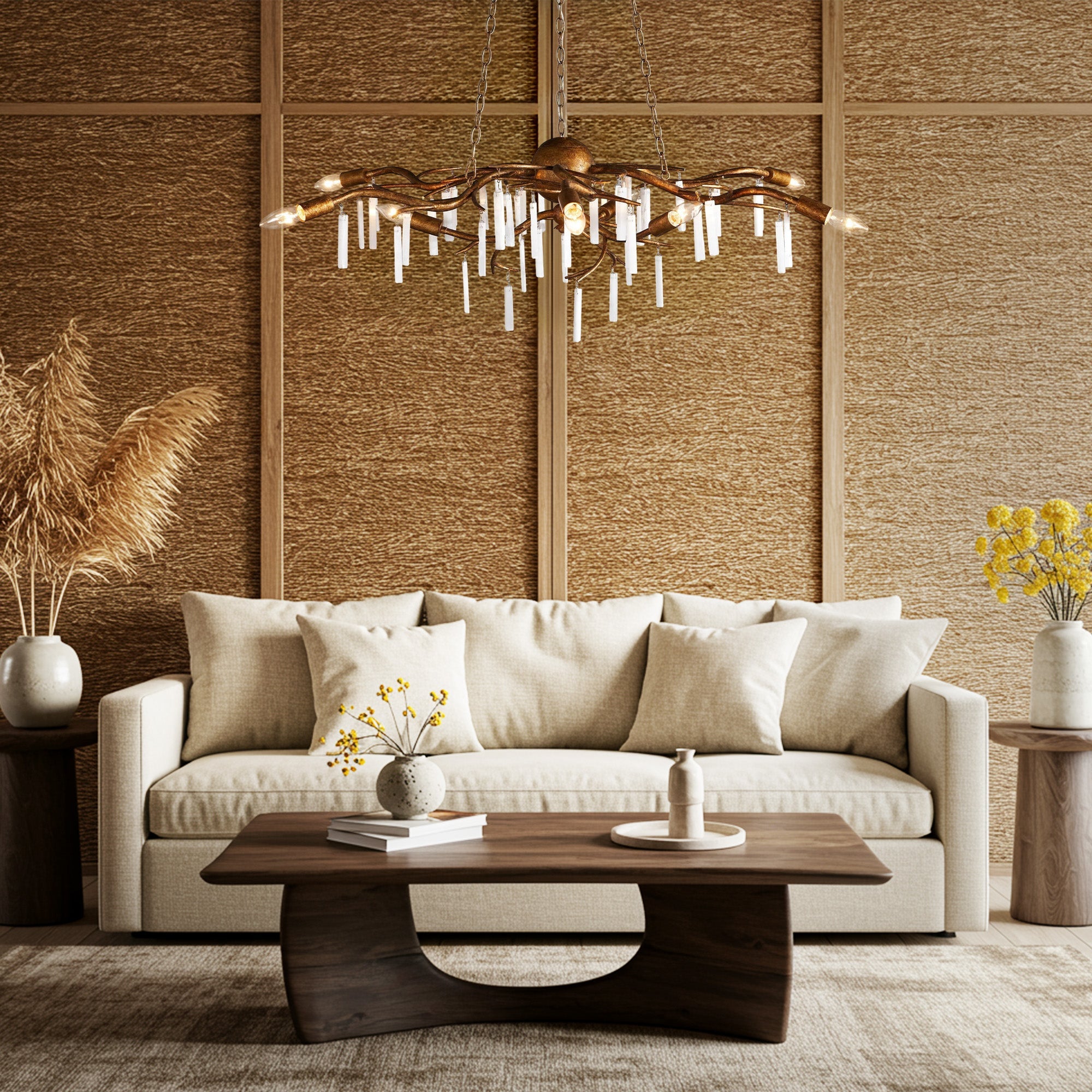 Luster Gaze Selenite Radiance 9-Light Chandelier - grand American estate foyer