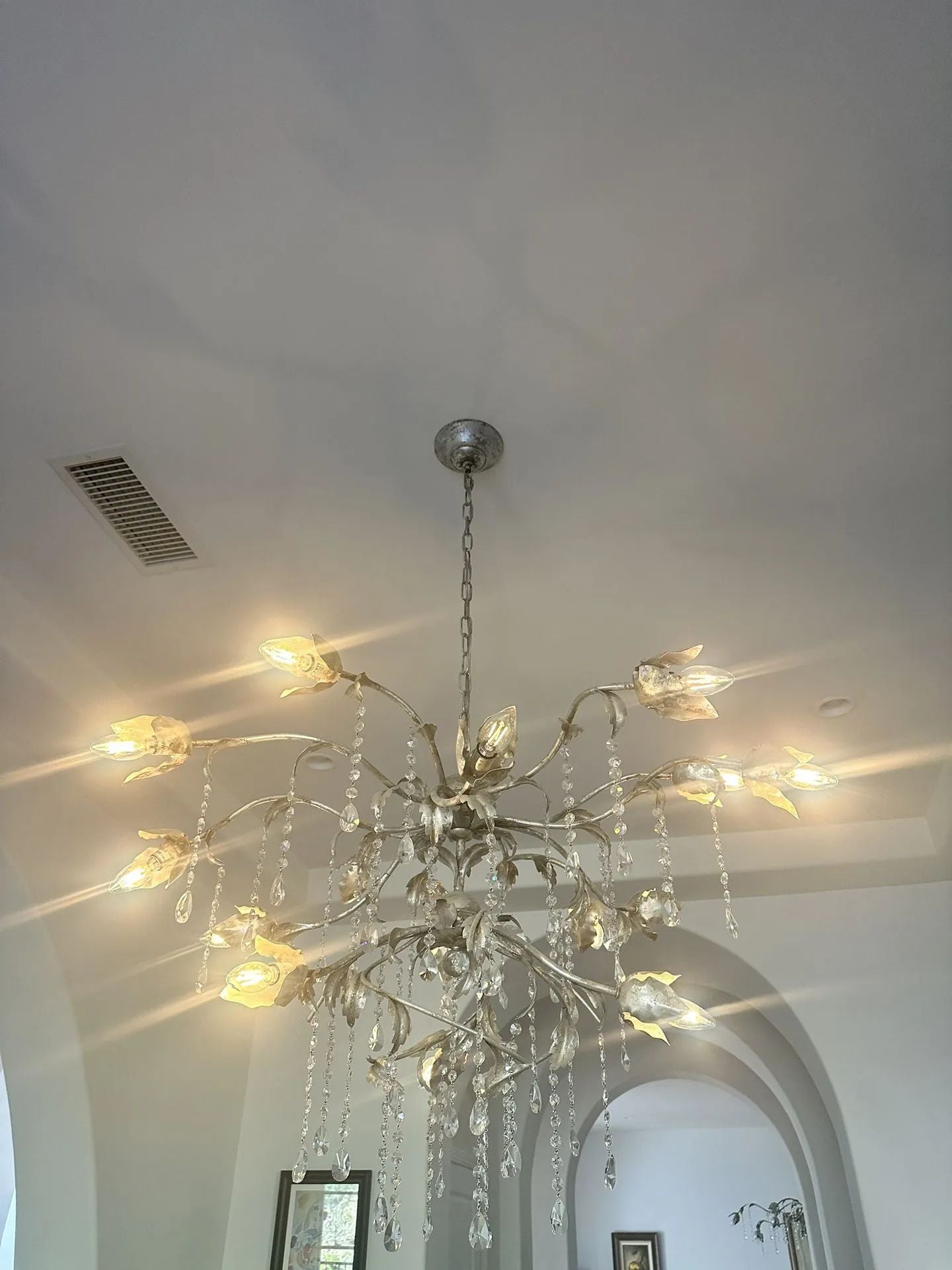 Kalie Crystal Round Chandelier 40" D- Silver
