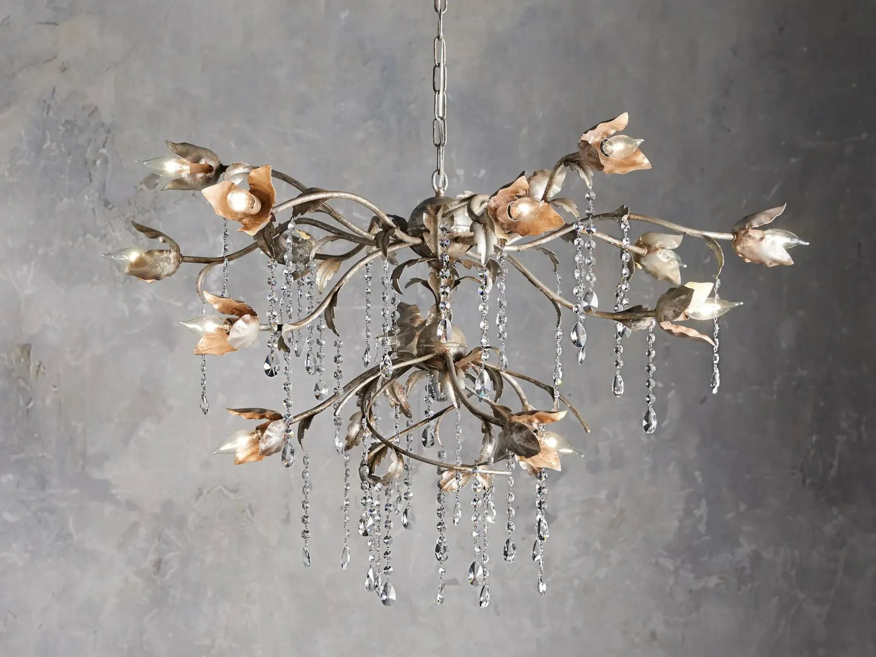 Kalie Crystal Round Chandelier 40" D- Silver