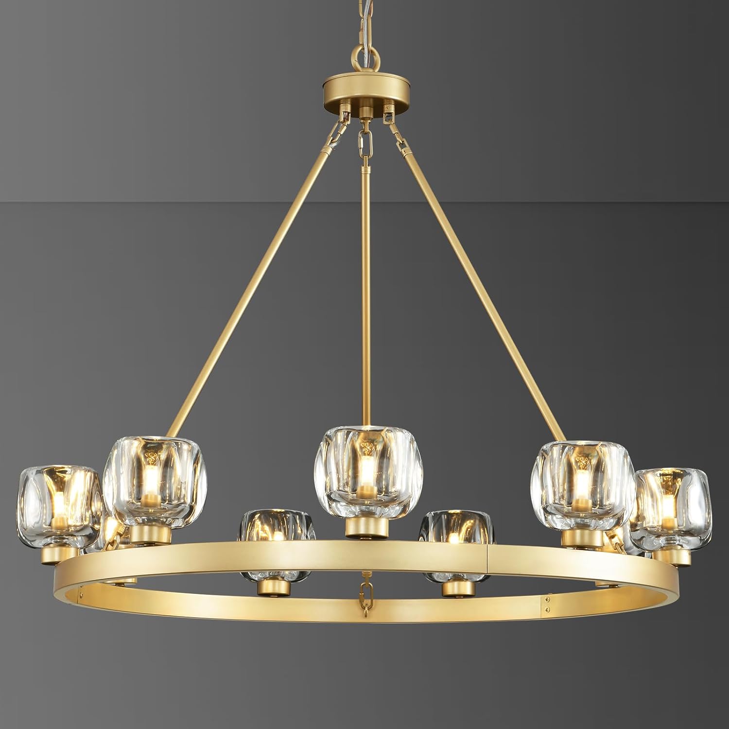 Wagon Wheel Glass Round Chandelier 24" 36" 48" 60"