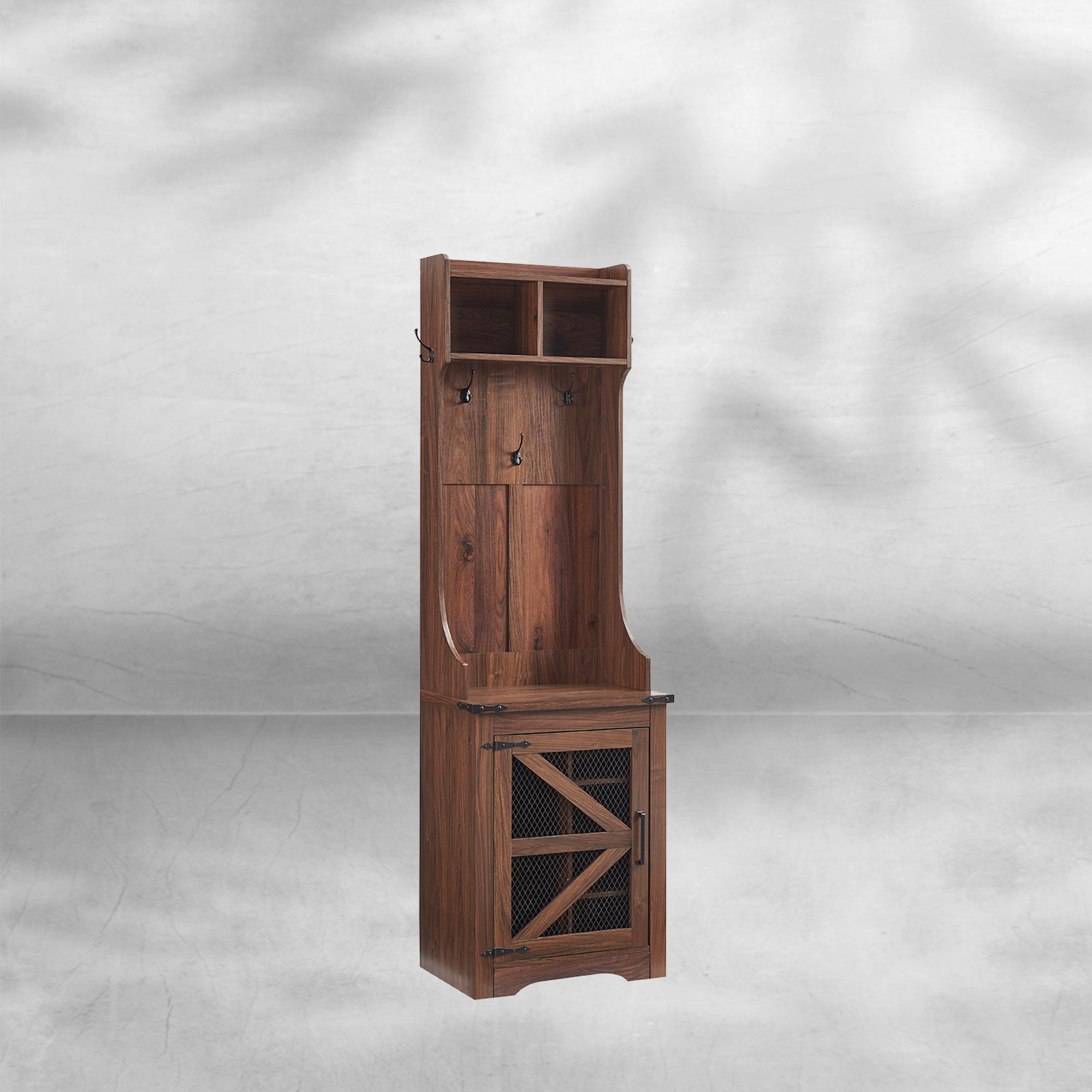 23" Farmhouse Hall Tree with Shoe Storage Bench & 5 Hooks