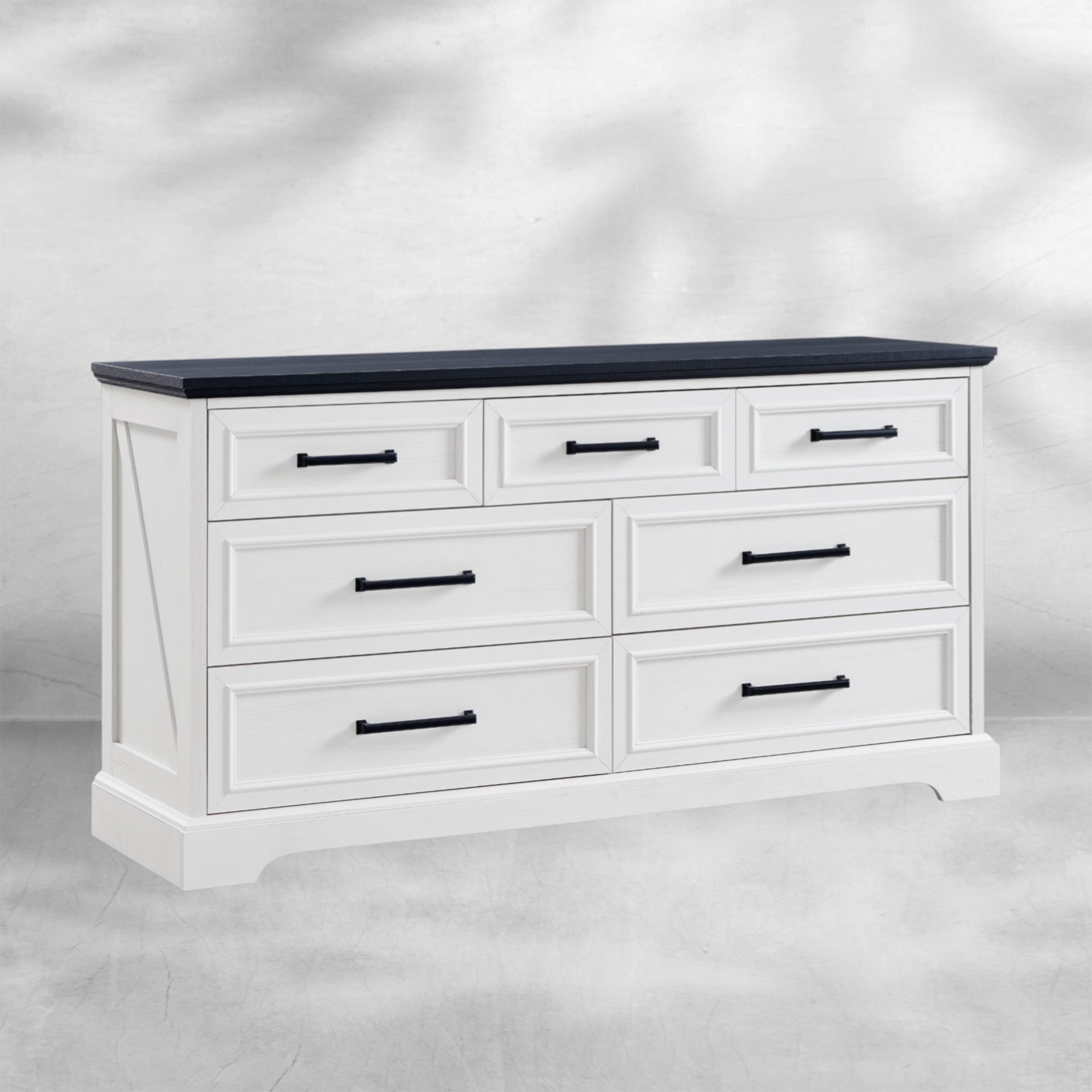 52" Wide Farmhouse 7-Drawer Dresser | Black Chest of Drawers