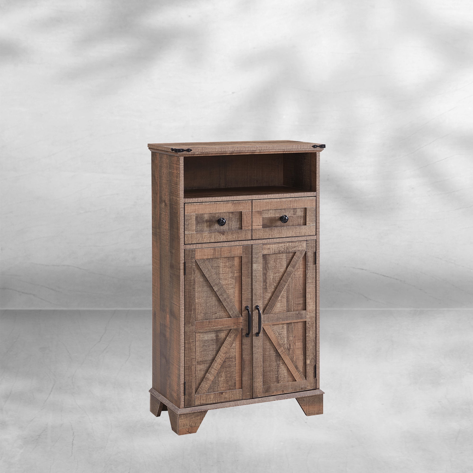 Farmhouse Bathroom Floor Cabinet with Drawer and Barn Doors