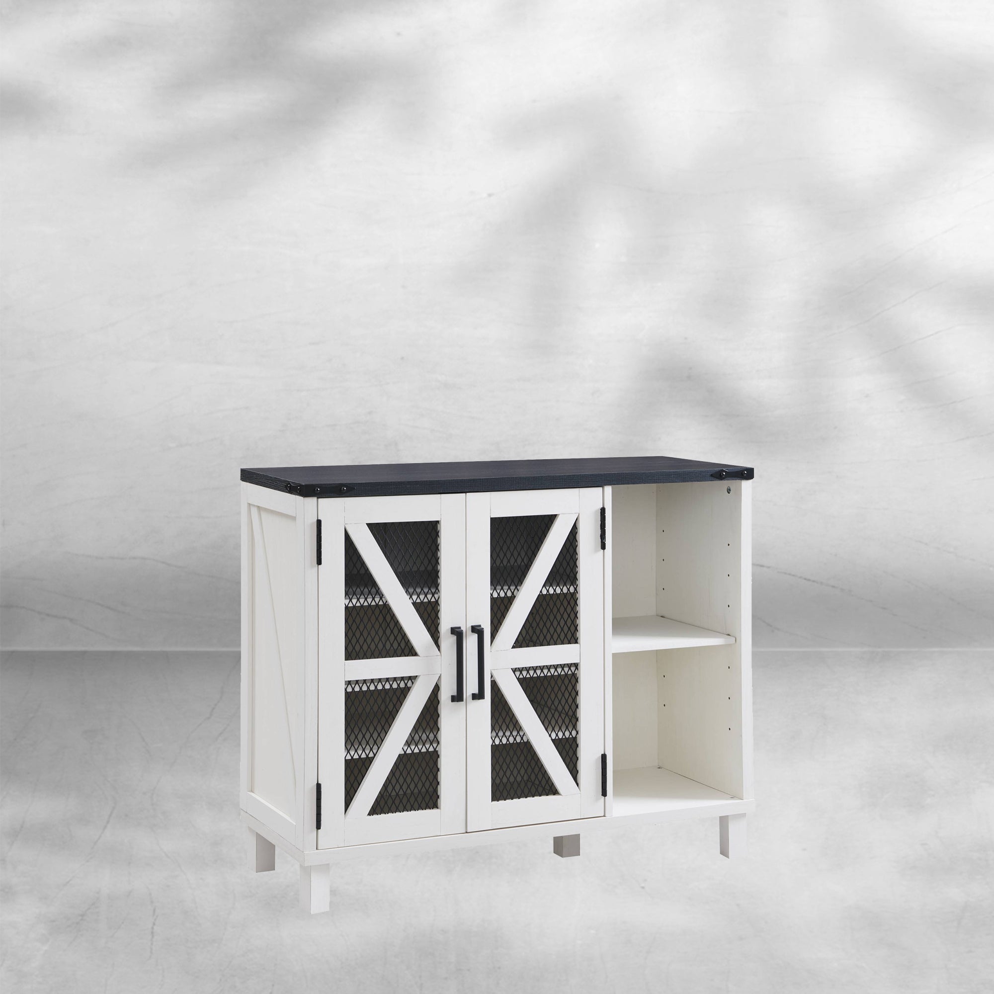 38" Wide Farmhouse Shoe Cabinet with Mesh Doors and Shelves