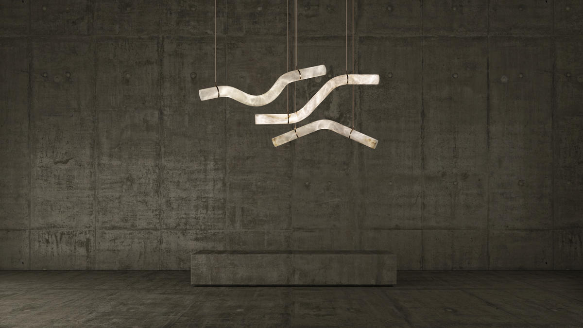 Alabaster Curved Chandelier Herman Lighting