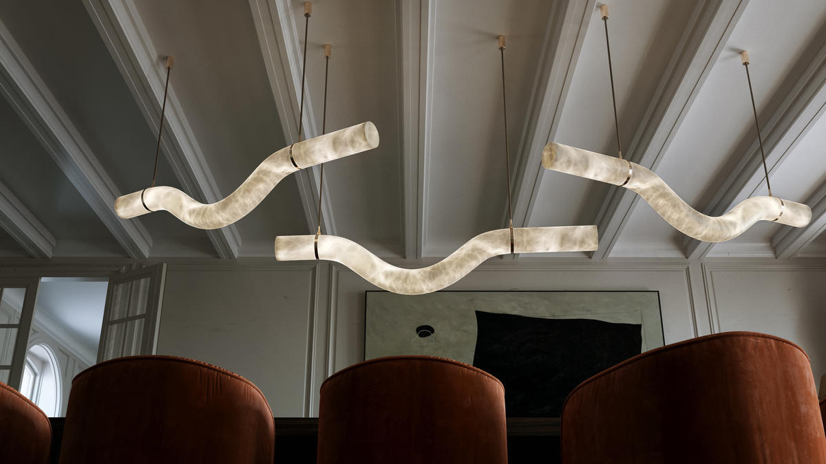 Alabaster Curved Chandelier Herman Lighting