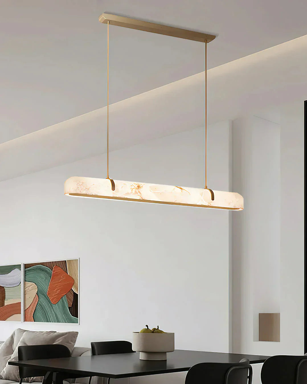 Linear Alabaster Chandelier, Kitchen Island Pendant Light - Luster Gaze