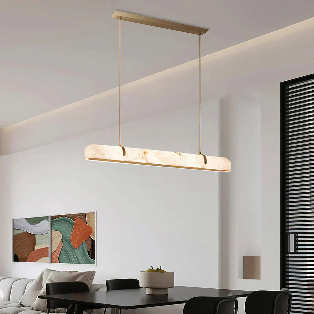 Linear Alabaster Chandelier, Kitchen Island Pendant Light - Luster Gaze