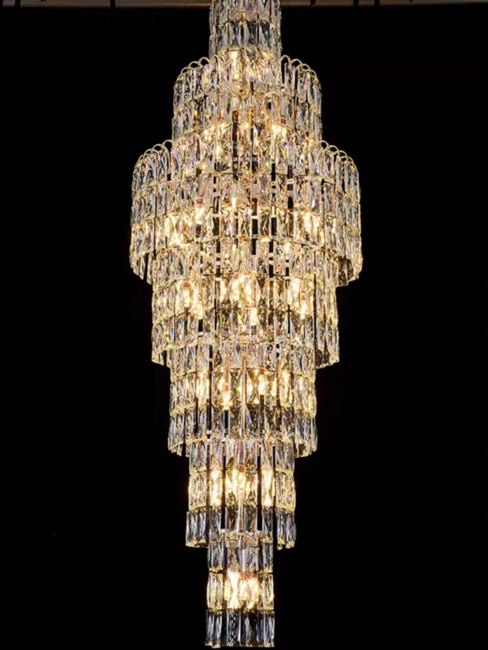 Luster Gaze Grand Lumina Crystal Staircase Chandelier - Background Shot