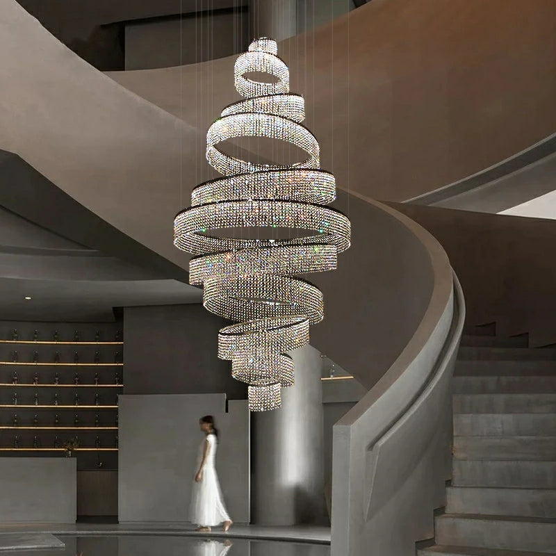Luster Gaze Grand Lumina K9 Crystal Tassel Chandelier - American ballroom or formal entertaining space