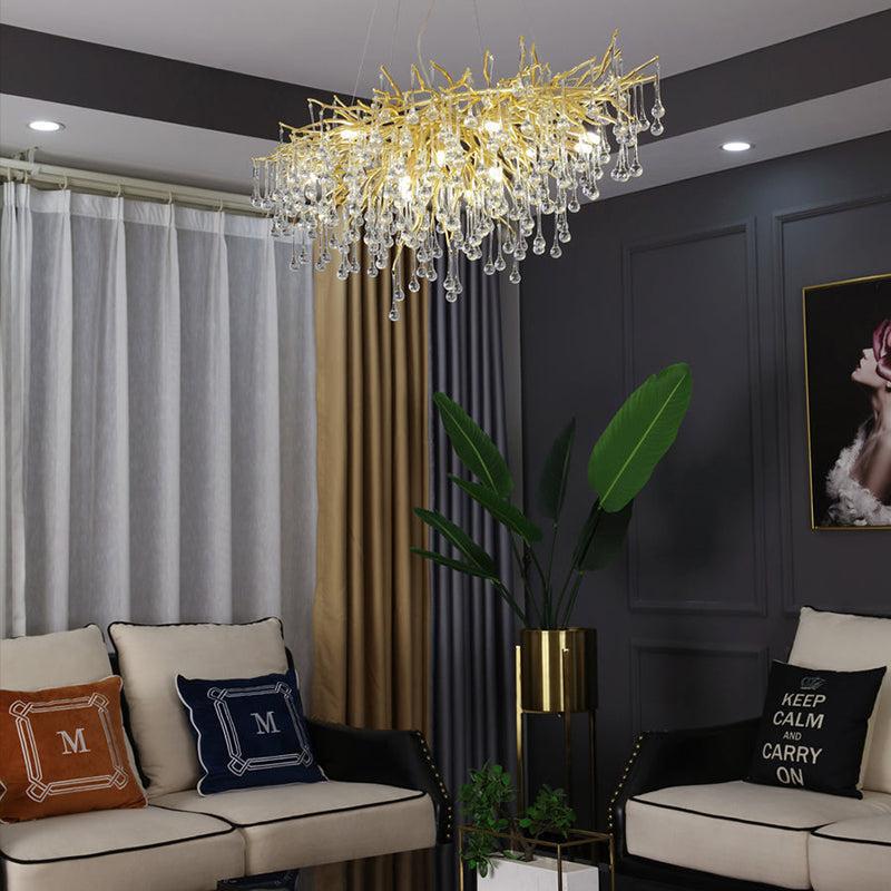 LG Aqua Modern Tree Branch Crystal Chandelier 47.5" L
