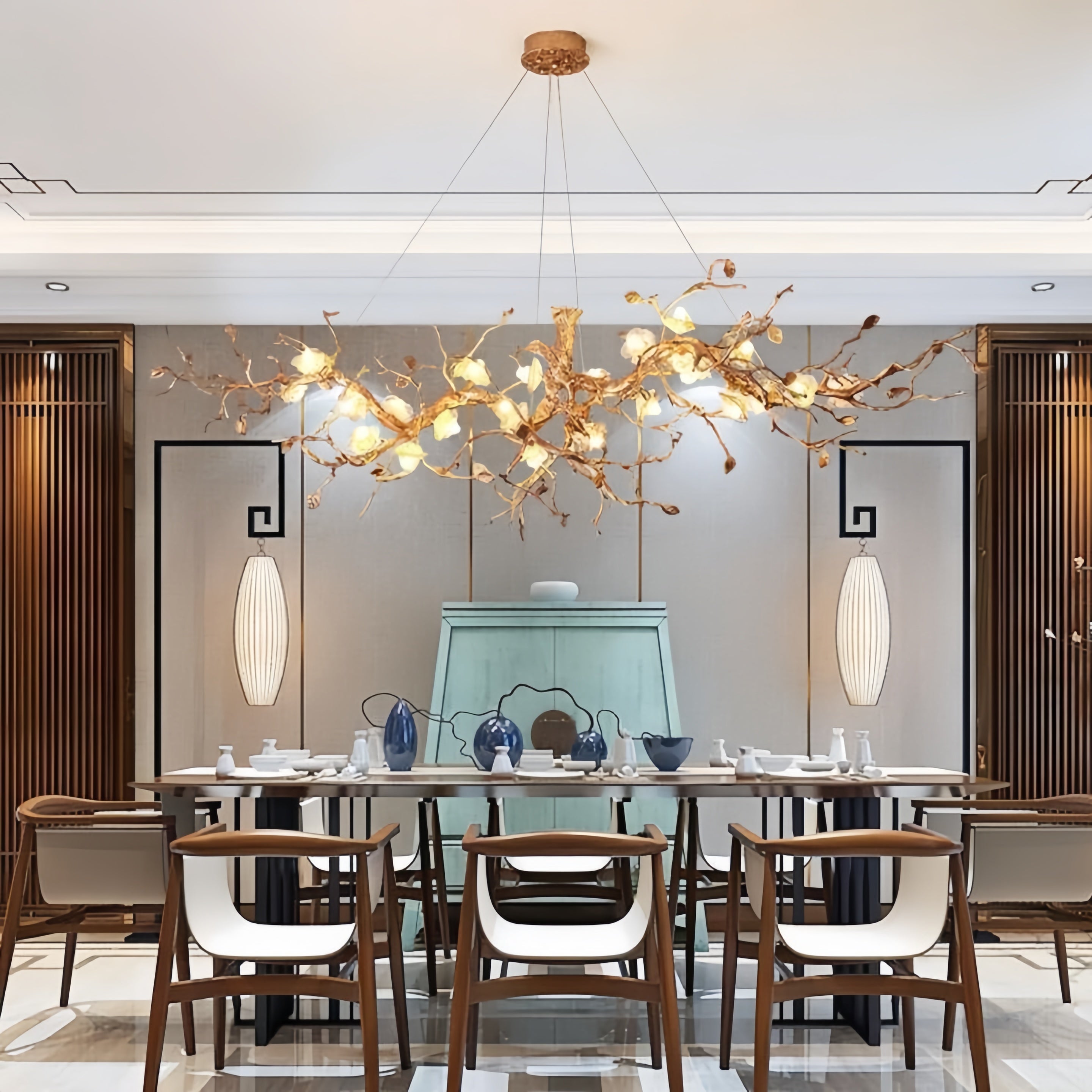 Luster Gaze Luxury Flower Tree Branch Chandelier - grand American foyer with two-story ceiling
