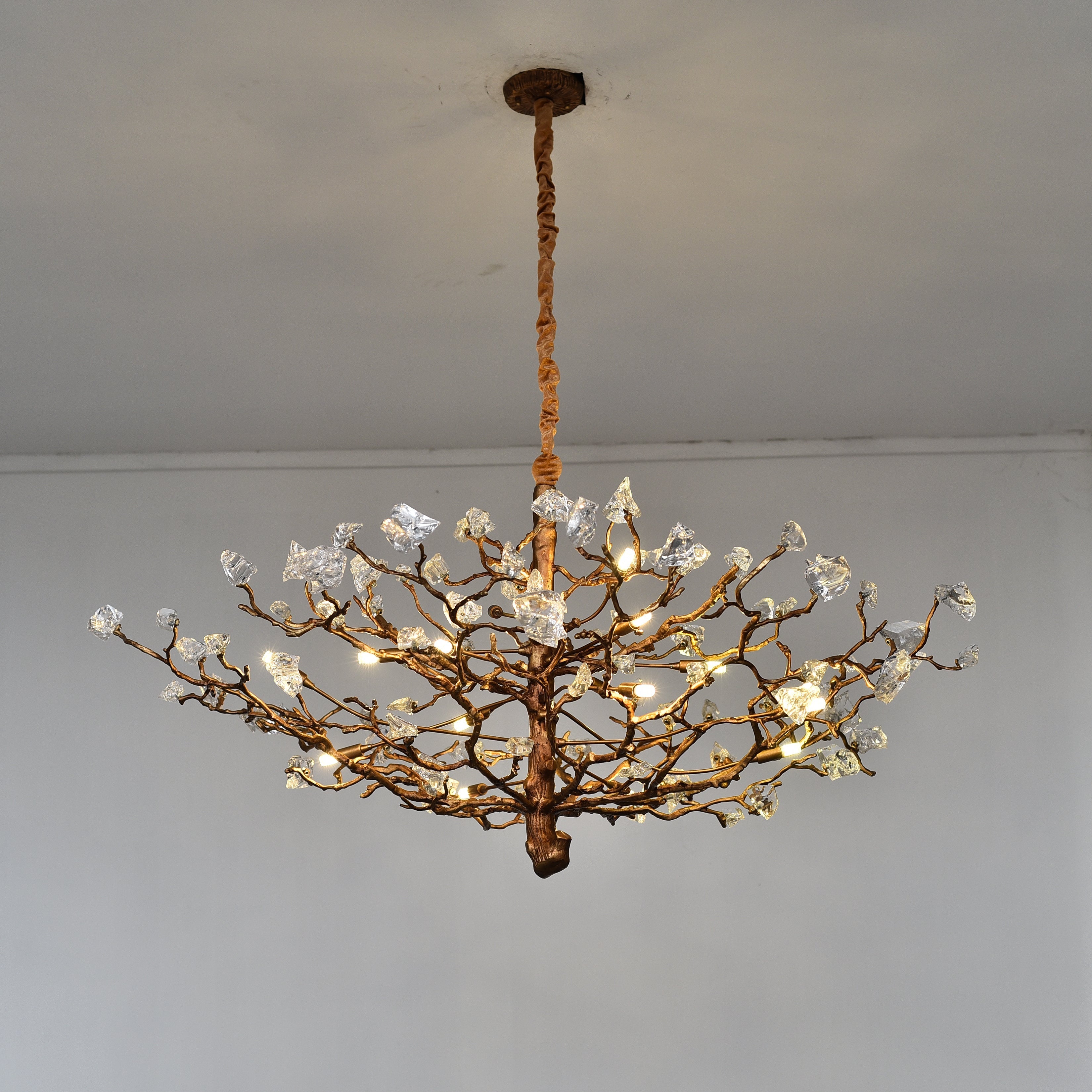 Livio Gemstone Branch Brass Round Chandelier