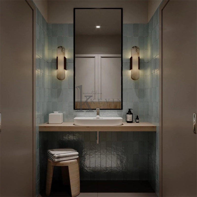 Koltin Melange Elongated Alabaster Wall Sconce wall sconce for bedroom,wall sconce for dining room,wall sconce for stairways,wall sconce for foyer,wall sconce for bathrooms,wall sconce for kitchen,wall sconce for living room Luster Gaze