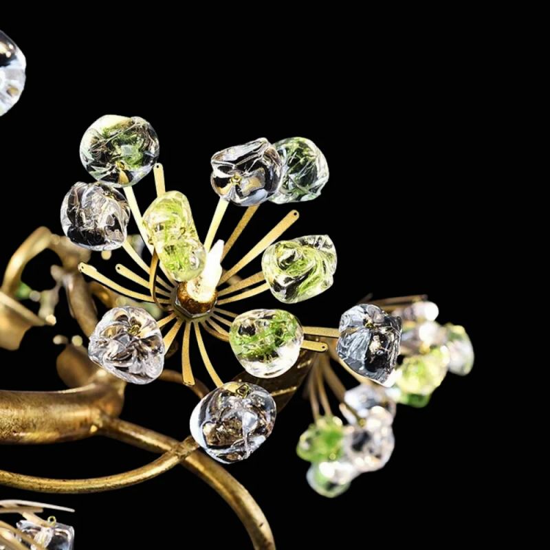 Modes Brass Ring Stone Flower Chandelier - Luster Gaze