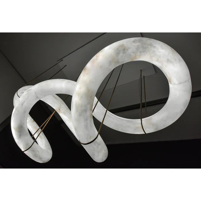 Oslo Designer Inspired Double Loop Symmetrical Alabaster Chandelier