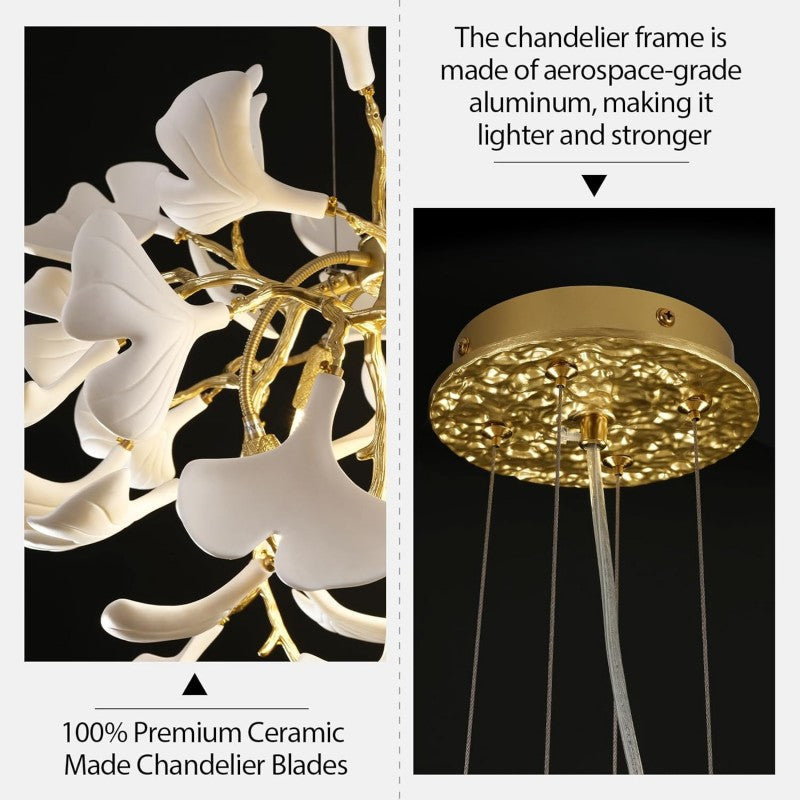 Ceramic Ginkgo Leaf Branches Chandelier