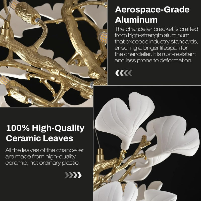 Ceramic Ginkgo Leaf Branches Chandelier