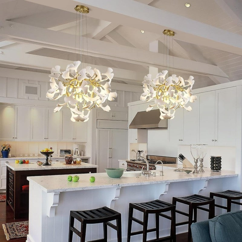 Ceramic Ginkgo Leaf Branches Chandelier