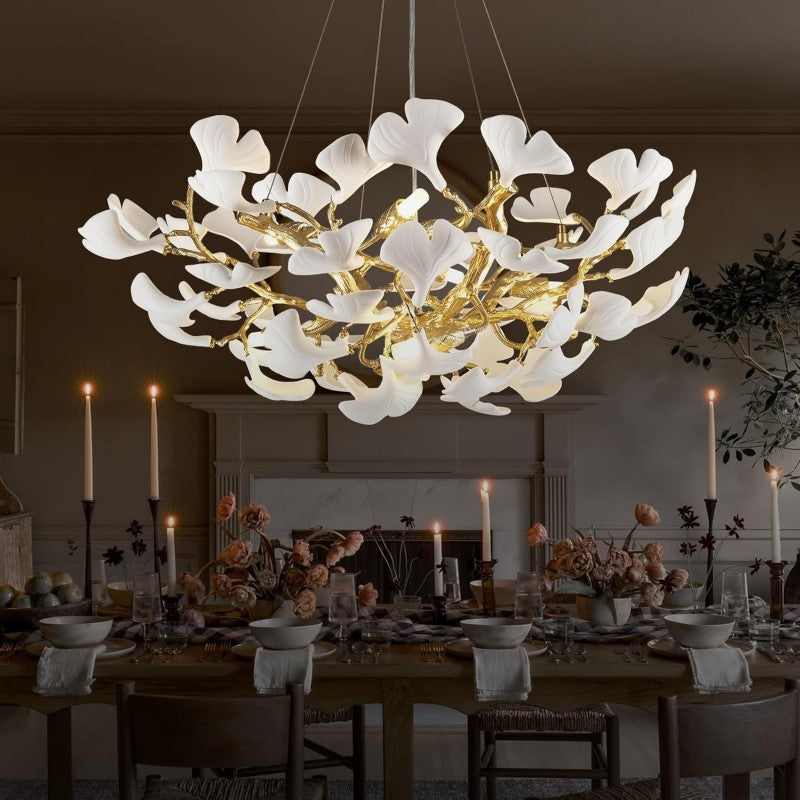 Ceramic Ginkgo Leaf Branches Chandelier