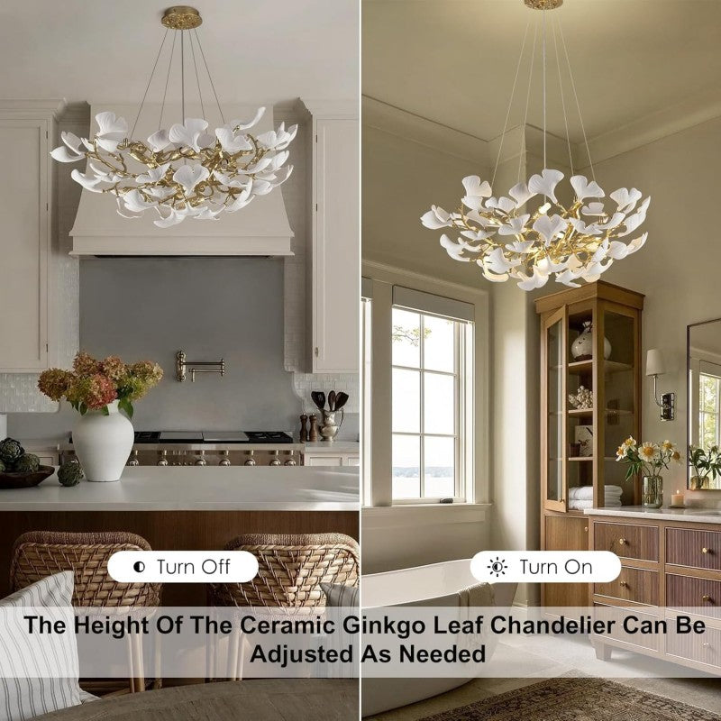 Ceramic Ginkgo Leaf Branches Chandelier