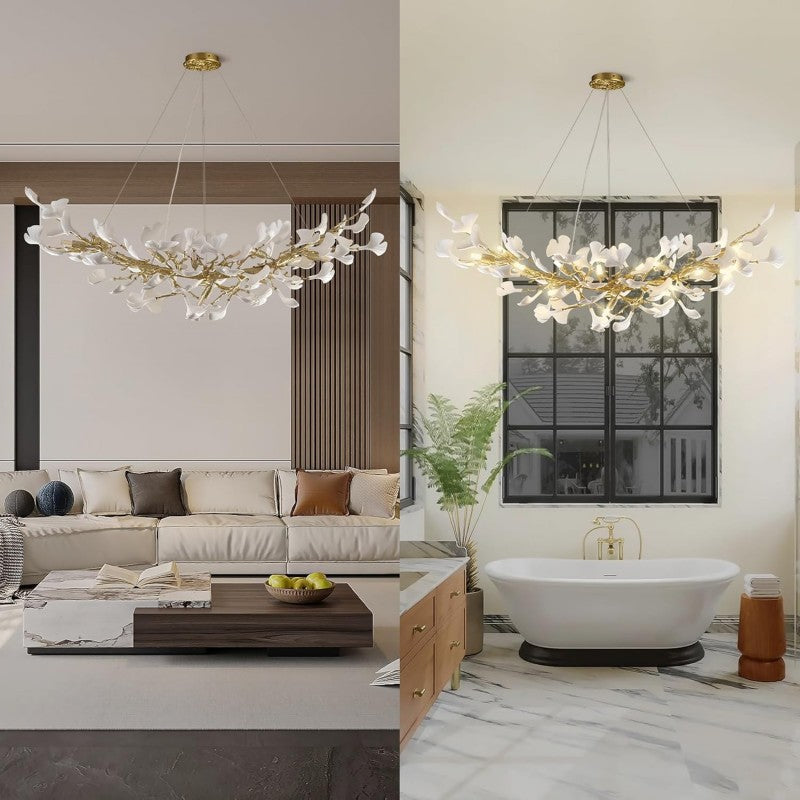Ceramic Ginkgo Leaf Branches Chandelier