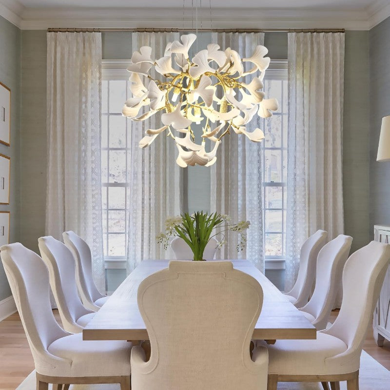 Ceramic Ginkgo Leaf Branches Chandelier