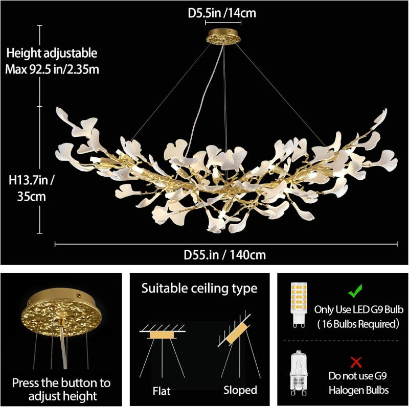 Ceramic Ginkgo Leaf Branches Chandelier
